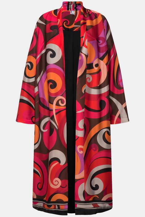 Kaftan, oversized, print all-over, satijnen voering, lange mouwen