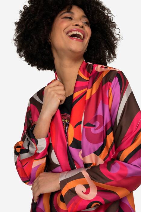 Kaftan, oversized, print all-over, satijnen voering, lange mouwen
