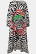 Long-Sleeve A-Line Zebra Print Animal Pattern Carmen Neckline Maxi Dress