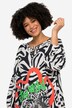 Long-Sleeve A-Line Zebra Print Animal Pattern Carmen Neckline Maxi Dress