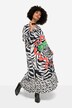Long-Sleeve A-Line Zebra Print Animal Pattern Carmen Neckline Maxi Dress