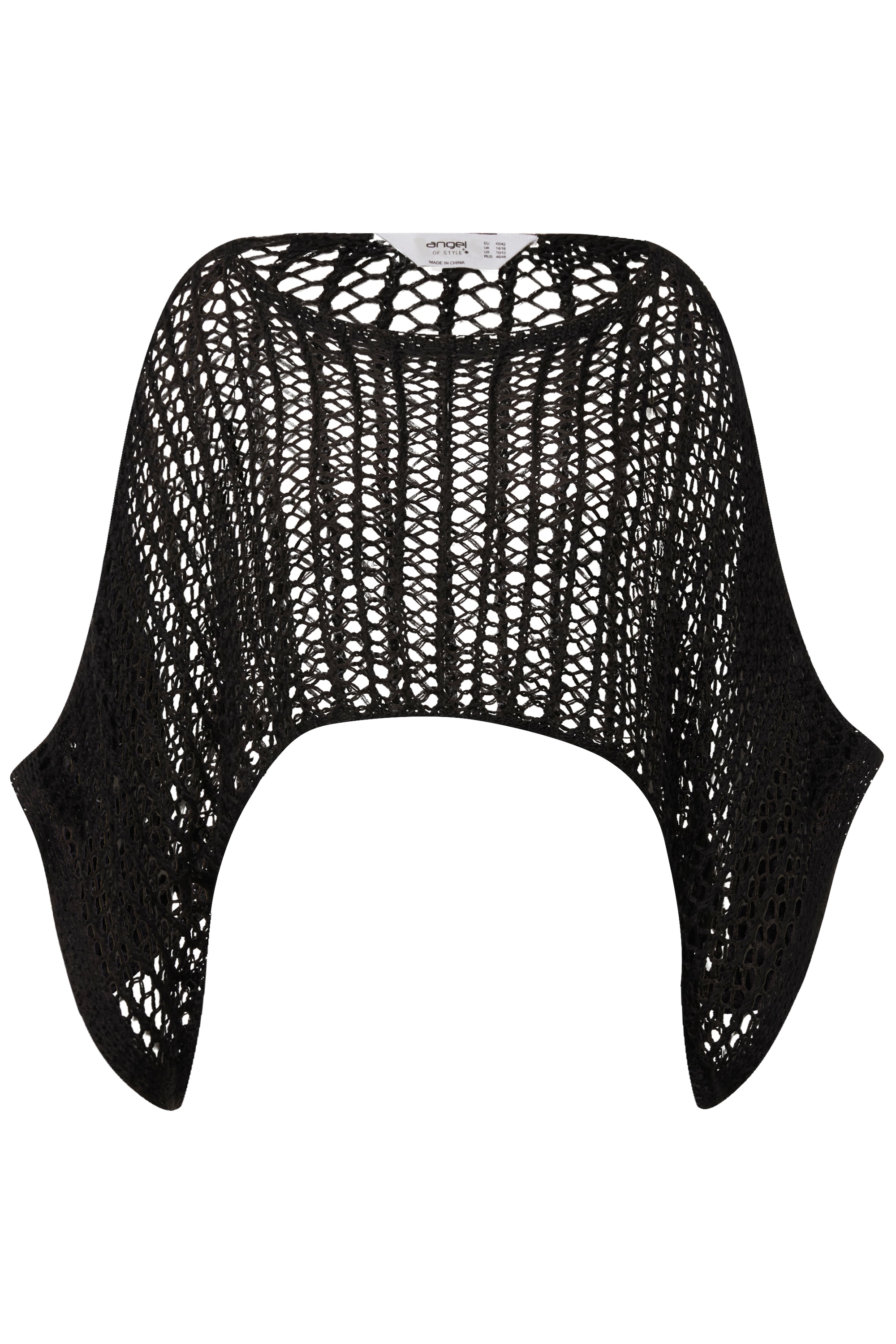 Angel of Style Damen große Größen Poncho oversized Netz Strick U Boot Ausschnitt