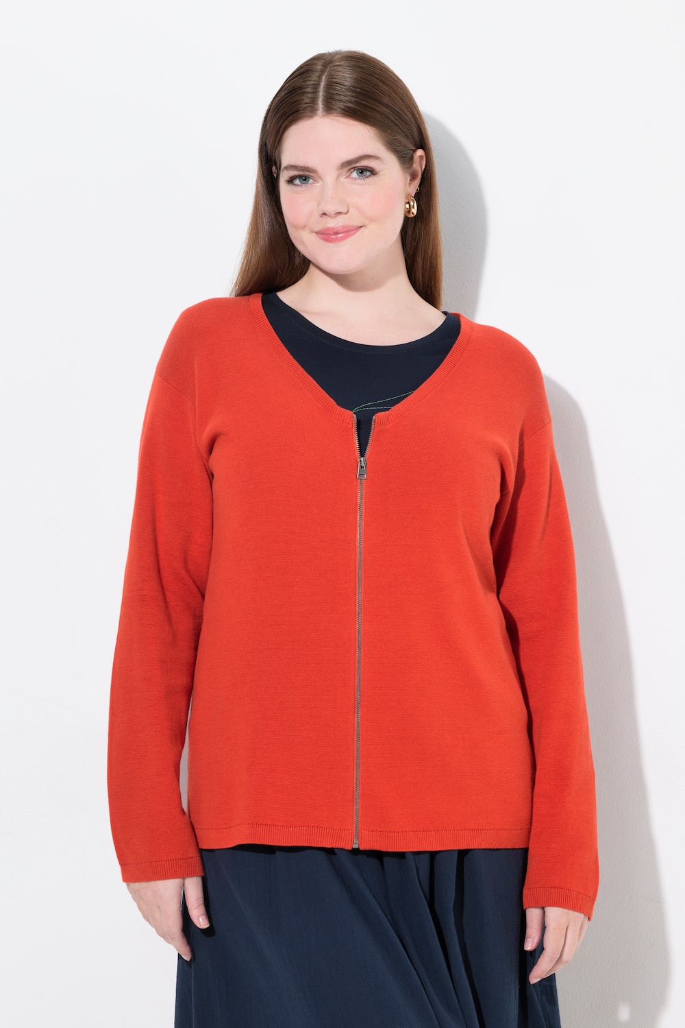 Große Größen Strickjacke, Damen, orange, Größe: 46/48, Baumwolle, Ulla Popken