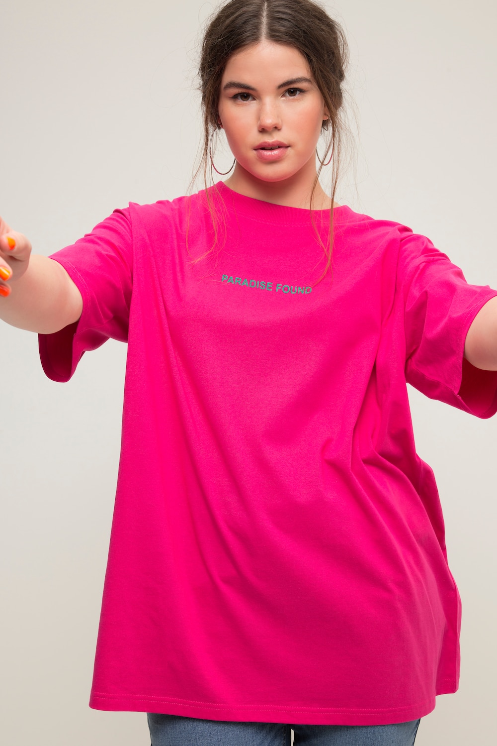 Grote Maten Oversized shirt, Dames, roze, Maat: 46/48, Katoen, Studio Untold