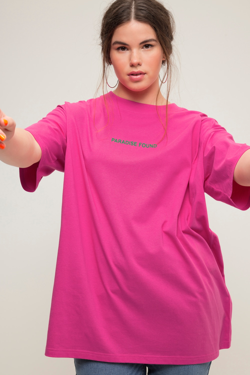 Grote Maten Oversized shirt, Dames, roze, Maat: 42/44, Katoen, Studio Untold