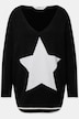 Pullover, oversized, Sterne, V-Ausschnitt, Langarm