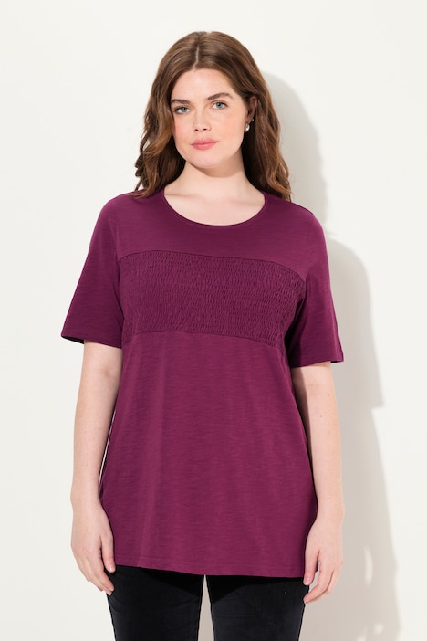 Eco Cotton Smocked Panel Short Sleeve Tee