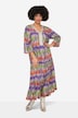 Maxi-jurk, batikprint, V-hals, 3/4-mouwen