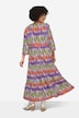 Maxi-jurk, batikprint, V-hals, 3/4-mouwen
