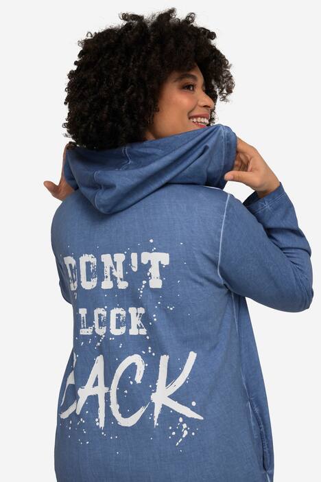 Hoodie-Jacke, oversized, cold dyed Sweat, Kapuze, Rückenprint, Langarm