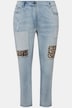 Slim-Fitting 5-Pocket Leopard Print Patch 7/8 Jeans