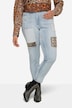 Slim-Fitting 5-Pocket Leopard Print Patch 7/8 Jeans