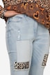 Slim-Fitting 5-Pocket Leopard Print Patch 7/8 Jeans
