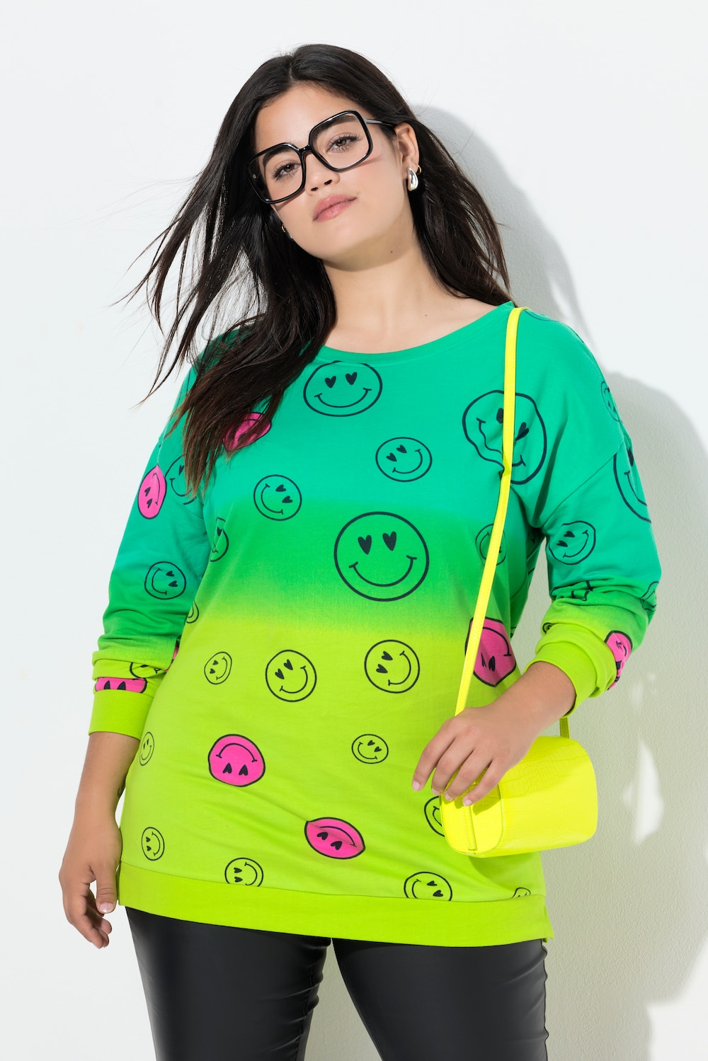 Sweatshirt, oversized, Farbverlauf Smiley, Langarm