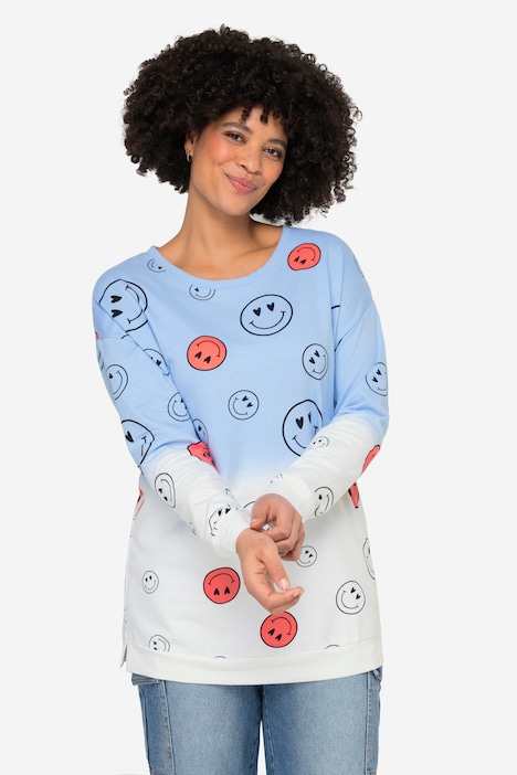 Sweatshirt, oversized, Farbverlauf Smiley, Langarm