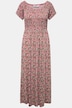 Half-Sleeve Smocked Bust Jersey All-Over Print Maxi Dress