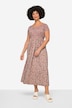 Half-Sleeve Smocked Bust Jersey All-Over Print Maxi Dress