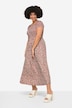 Half-Sleeve Smocked Bust Jersey All-Over Print Maxi Dress