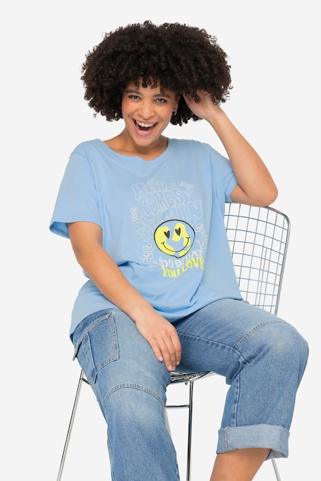 T-Shirt, oversized, Smiley, Rundhals, Halbarm