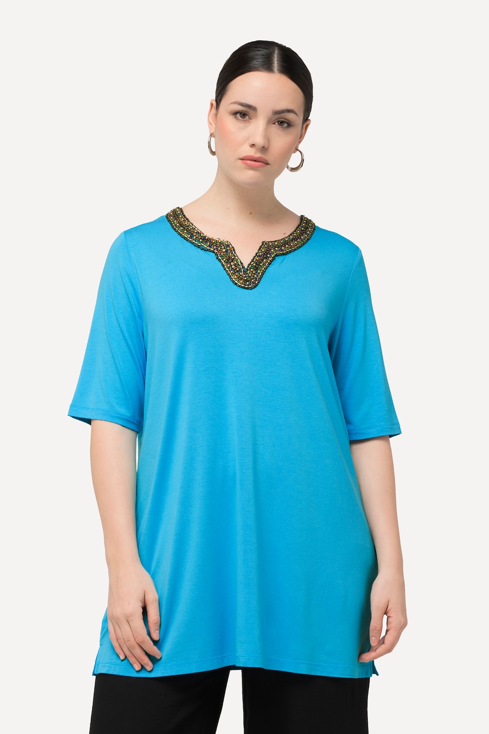 Große Größen Shirt-Tunika, Damen, blau, Größe: 42/44, Viskose, Ulla Popken