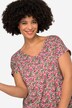 Half-Sleeve V-Neck T-Shirt with Flowers
