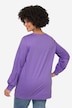 Crew Neck Sweatshirt with Decorative Rhinestones and Long Balloon Sleeves