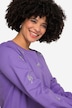 Crew Neck Sweatshirt with Decorative Rhinestones and Long Balloon Sleeves