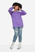 Crew Neck Sweatshirt with Decorative Rhinestones and Long Balloon Sleeves