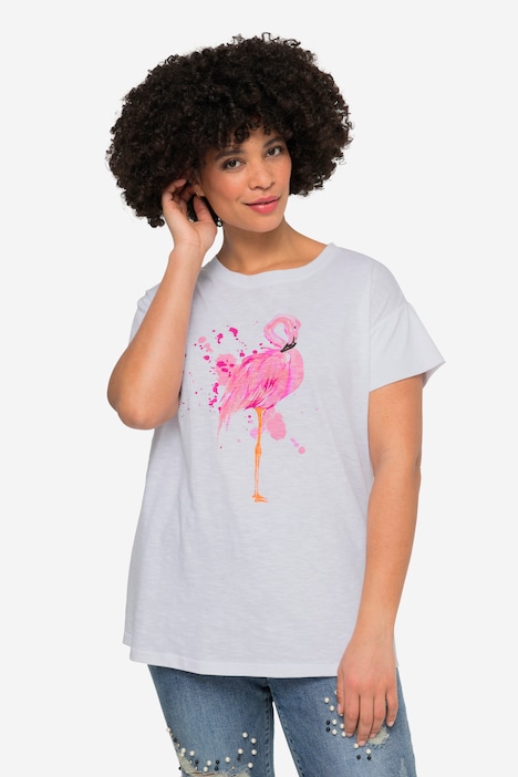 T-Shirt, Flamingo, Rundhals, Halbarm