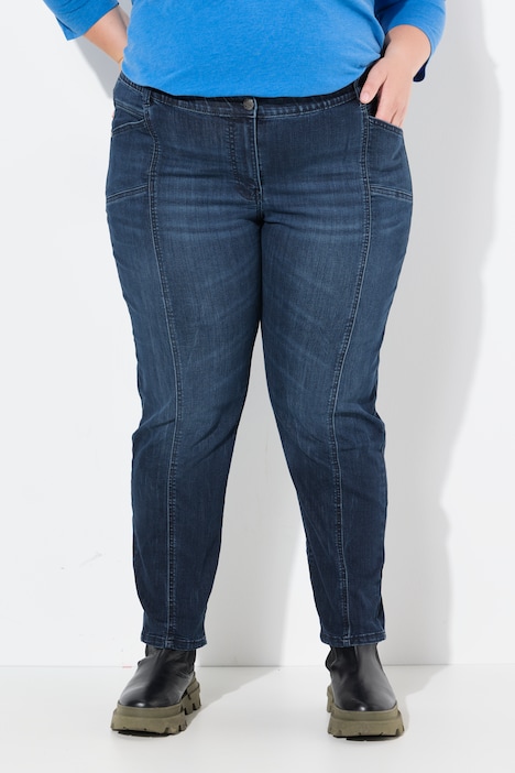 Jean Boyfriend jambe large, 4 poches, coutures fantaisie