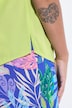 Blouse sans manches, col tunisien et base arrondie