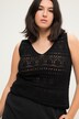 Top, ażurowa dzianina, trapezowy krój, dekolt w serek, falowany brzeg
