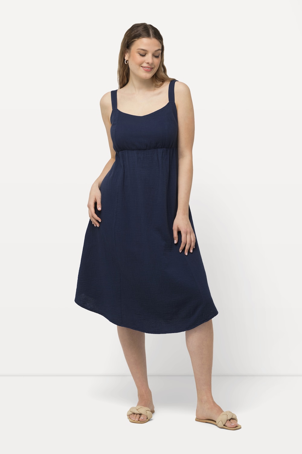 Große Größen Midikleid, Damen, blau, Größe: 50/52, Baumwolle, Ulla Popken