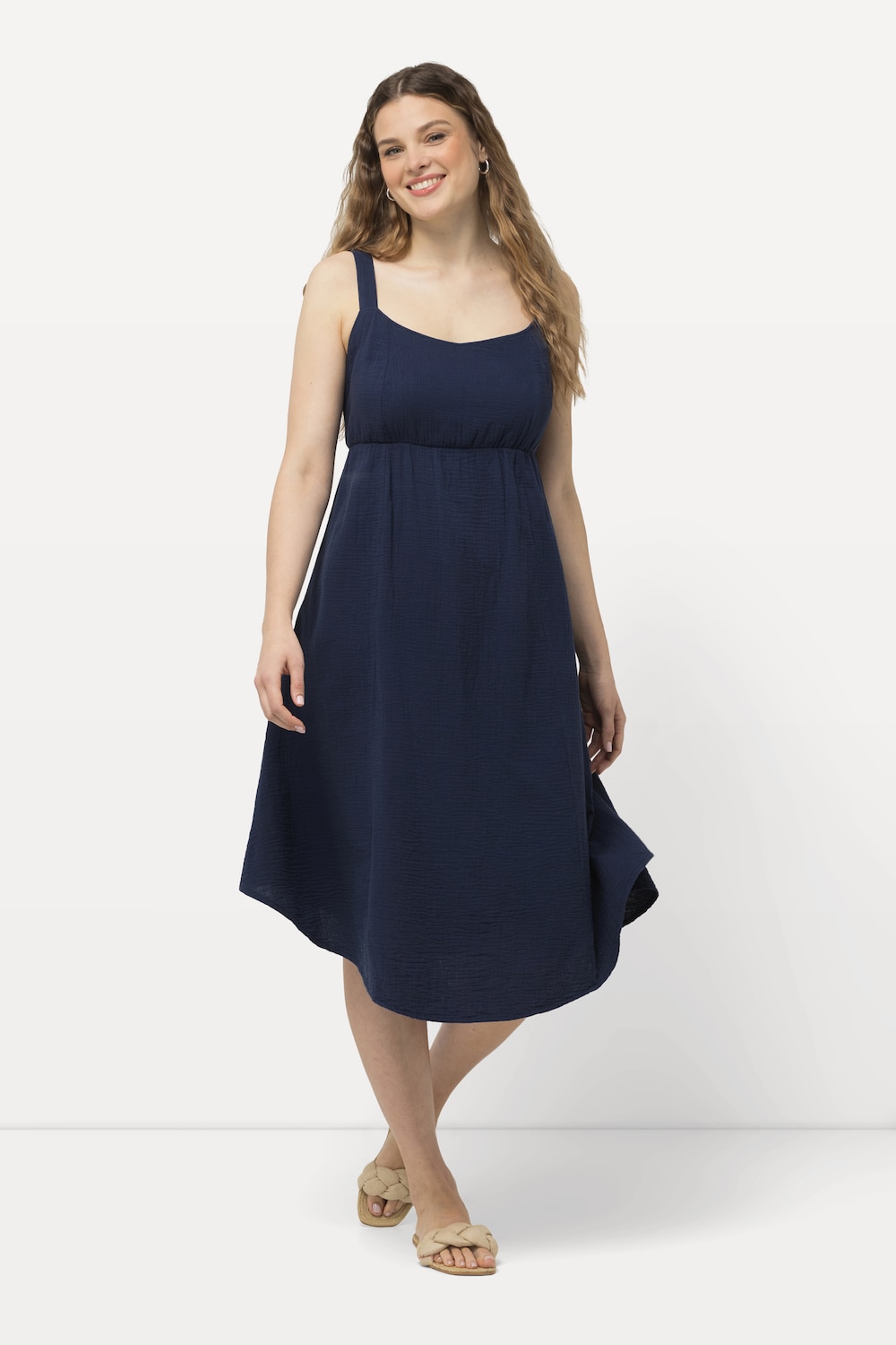 Große Größen Midikleid, Damen, blau, Größe: 54/56, Baumwolle, Ulla Popken