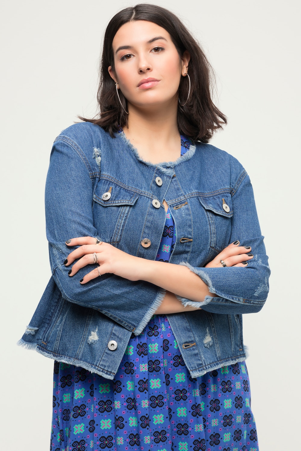 Große Größen Jeansjacke, Damen, blau, Größe: 42/44, Baumwolle, Studio Untold