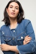 Jeansjacke, Regular Fit, Destroy-Effekte, Patches, Rundhals, Langarm