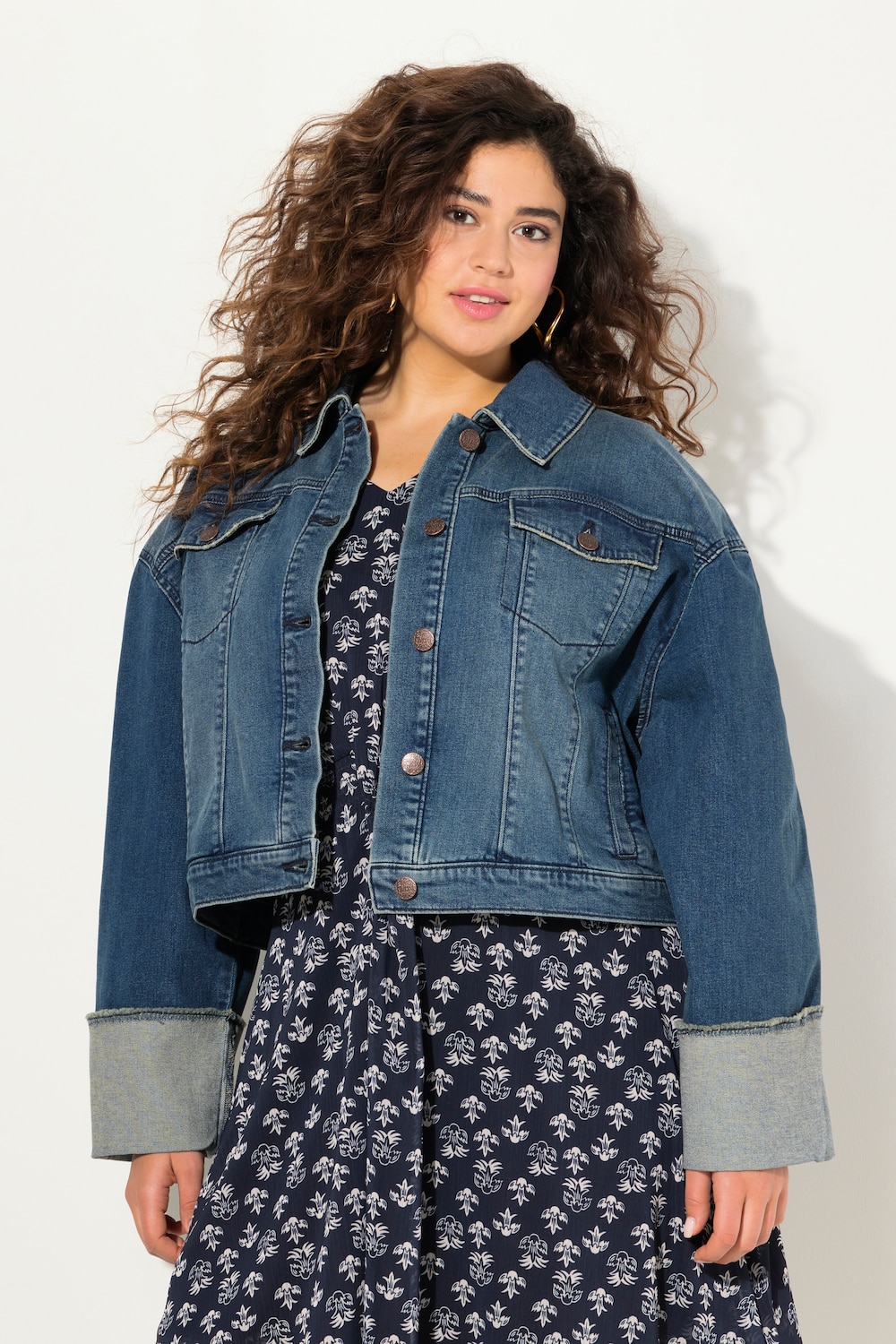 Große Größen Jeansjacke, Damen, blau, Größe: 46/48, Baumwolle, Ulla Popken