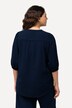 Musselin-Bluse, Oversized, Tunika-Ausschnitt, 3/4-Arm