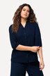 Musselin-Bluse, Oversized, Tunika-Ausschnitt, 3/4-Arm