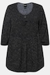 Smokbluse, Punkte, A-Linie, Rundhals, 3/4-Arm