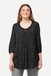 Smokbluse, Punkte, A-Linie, Rundhals, 3/4-Arm