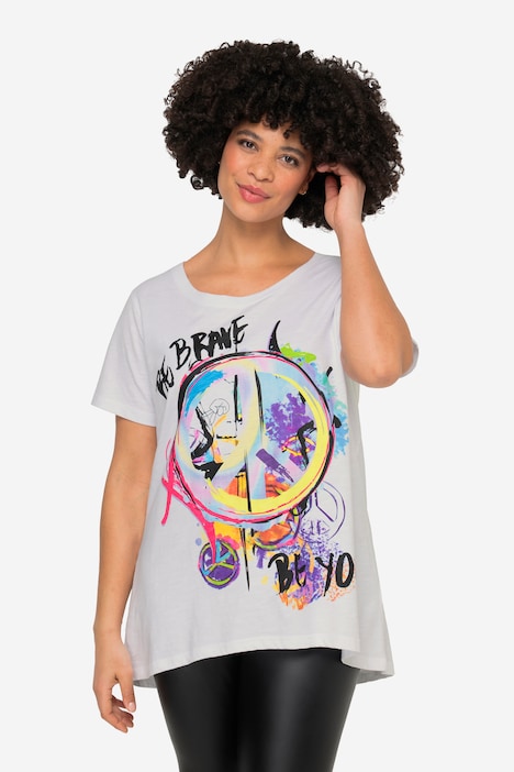 T-shirt, loose fit, Peace print, korte mouwen