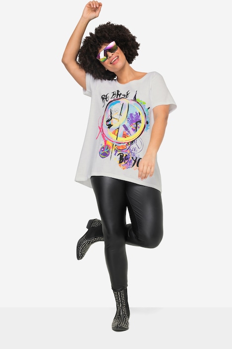 Half-Sleeve Loose Fit Peace Print T-Shirt