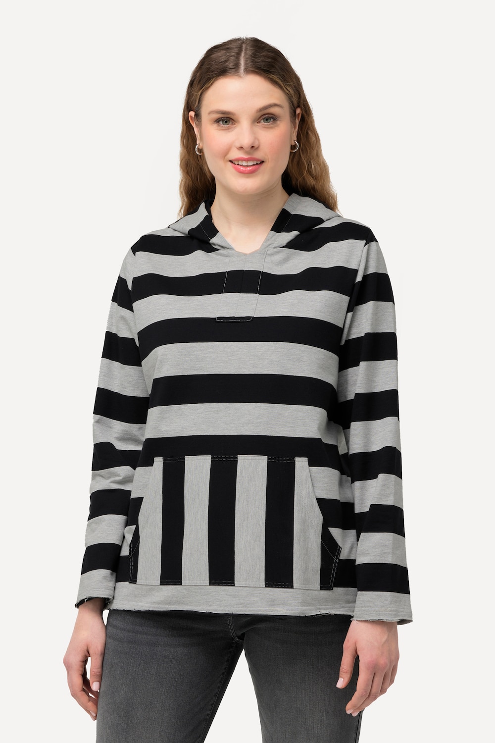 Große Größen Hoodie, Damen, schwarz, Größe: 46/48, Baumwolle, Ulla Popken