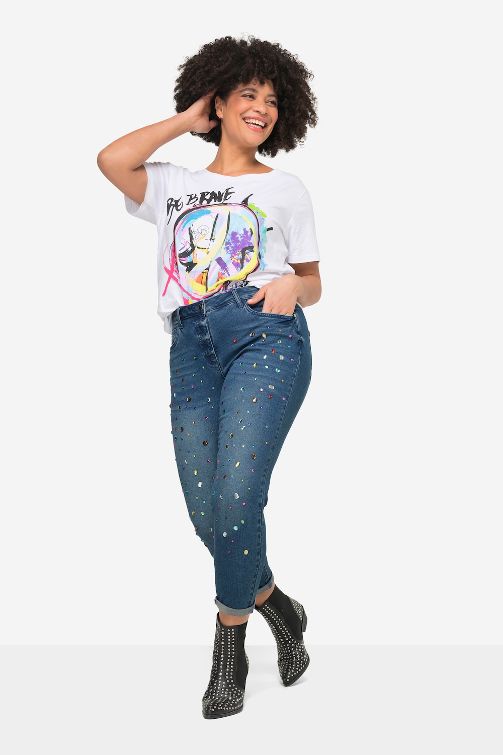 7/8-jeans, slim fit, siersteentjes. 5-pocket