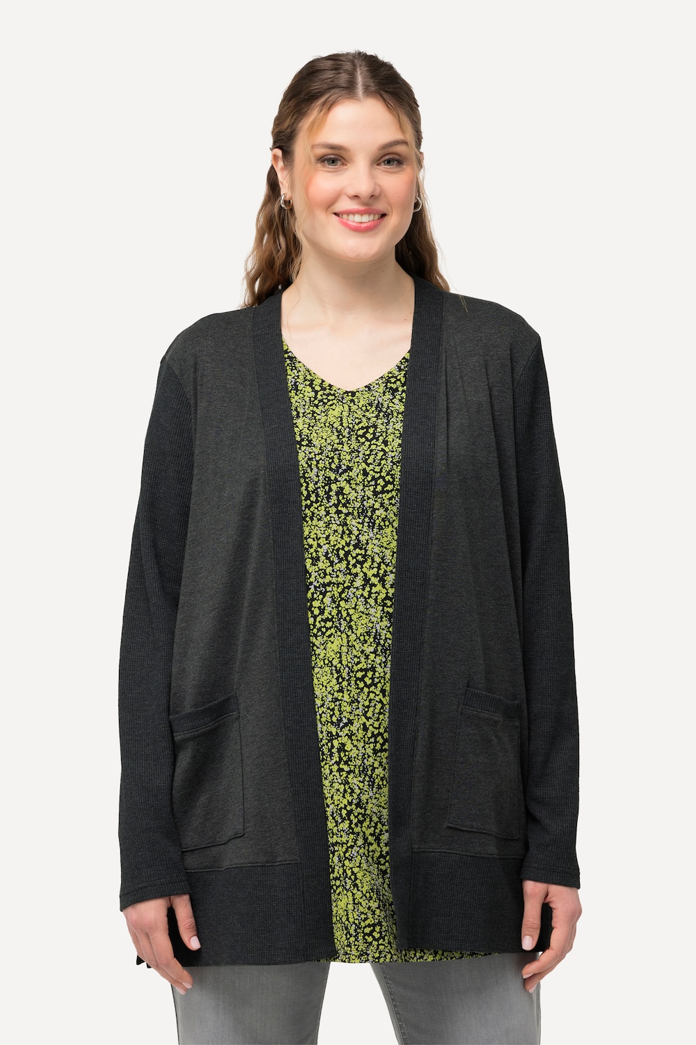 Große Größen Sweatjacke, Damen, schwarz, Größe: 54/56, Baumwolle/Polyester, Ulla Popken