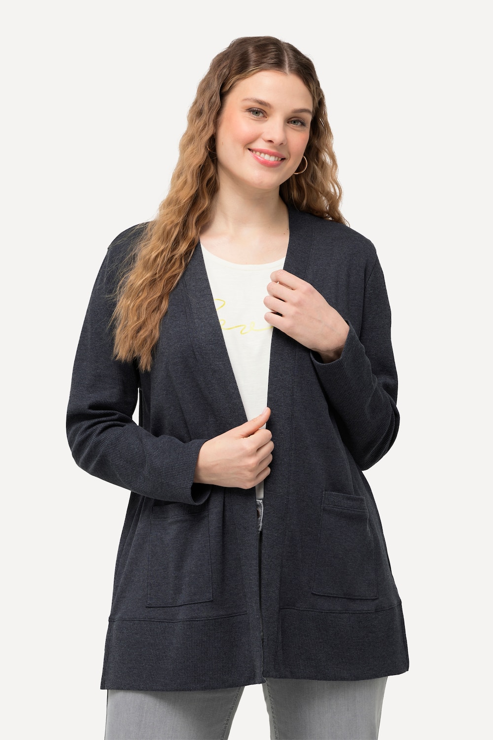 Große Größen Sweatjacke, Damen, blau, Größe: 62/64, Baumwolle/Polyester, Ulla Popken