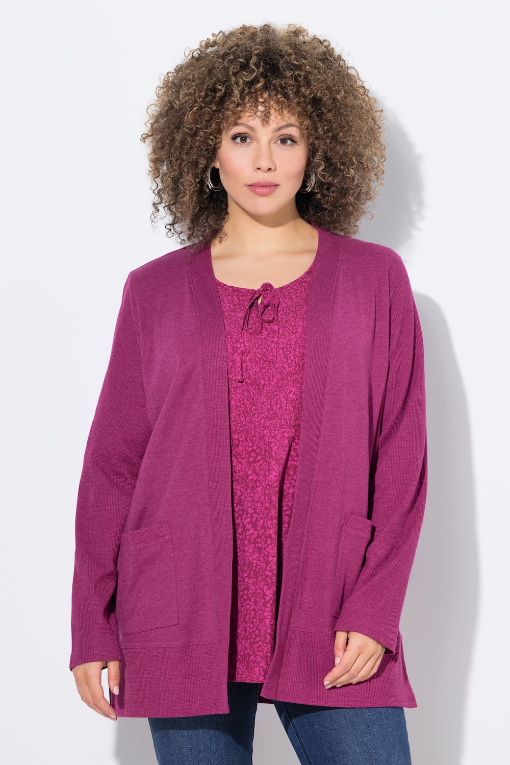 Große Größen Sweatjacke, Damen, rosa, Größe: 50/52, Baumwolle/Polyester, Ulla Popken