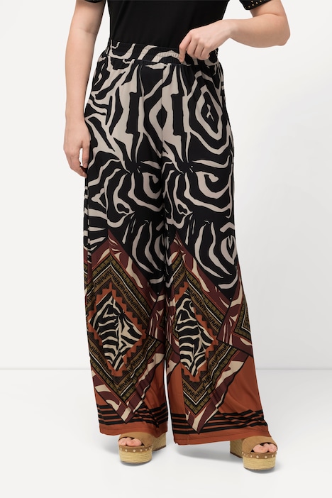 Pantalon en jersey avec motif zébré, jambe large et taille élastique