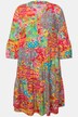 Kleid, Mustermix, Tunika-Ausschnitt, Knopfleiste, Langarm